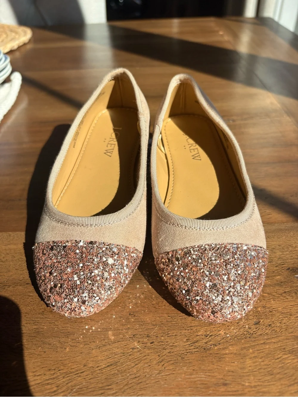 Crewcuts by J Crew Glitter Cap-Toe Ballet Flats- never worn